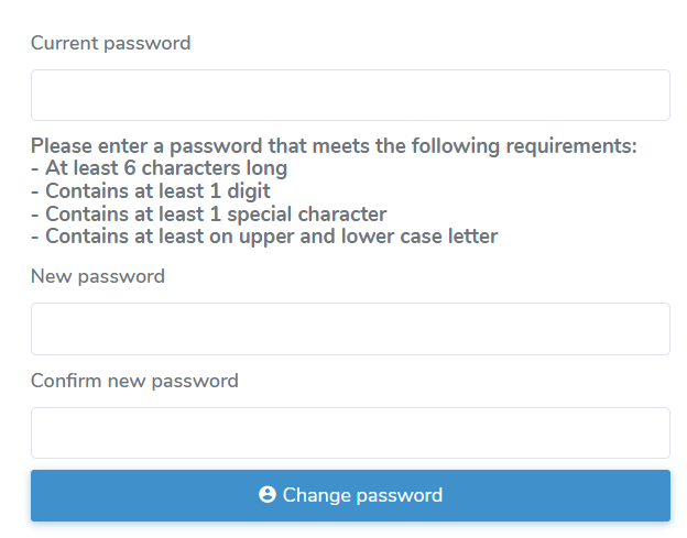 Getting Started > My Account > Managing my account > Changing password